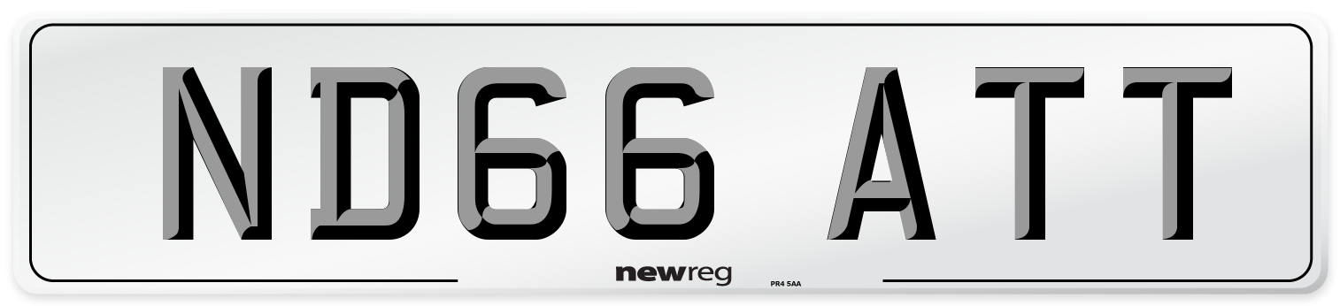 ND66 ATT Number Plate from New Reg